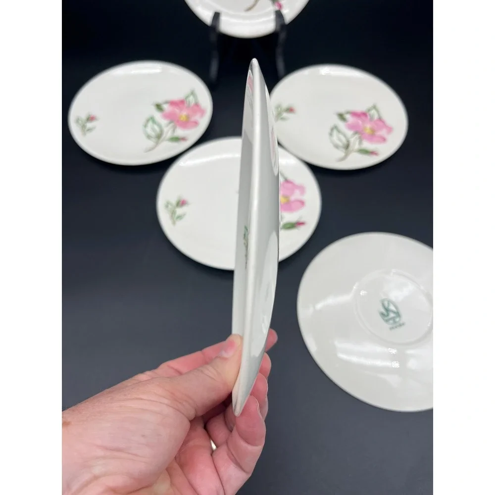 Knowles China Sweetbriar Bread and Butter Plate Set 6 Pieces Pink Roses Dinner